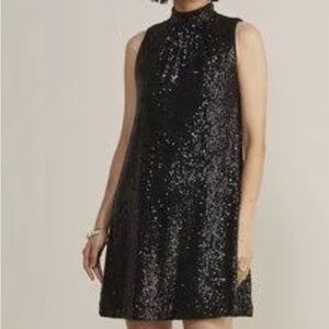 Vineyard Vines Sequin Bow Back Black Swing Dress